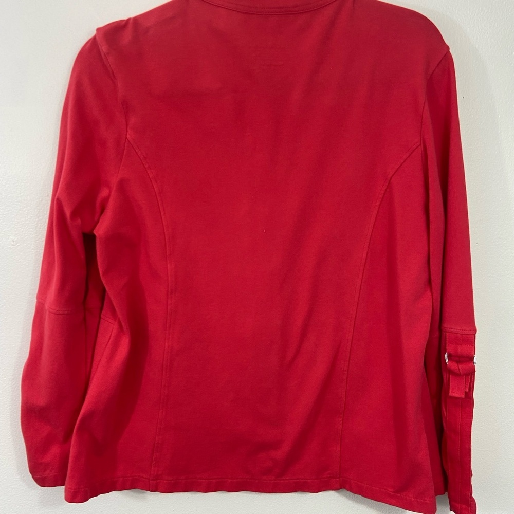 Neon Buddha Coral Button Down Jacket Medium Artsy Boho Cotton Lagenlook - Picture 2 of 8